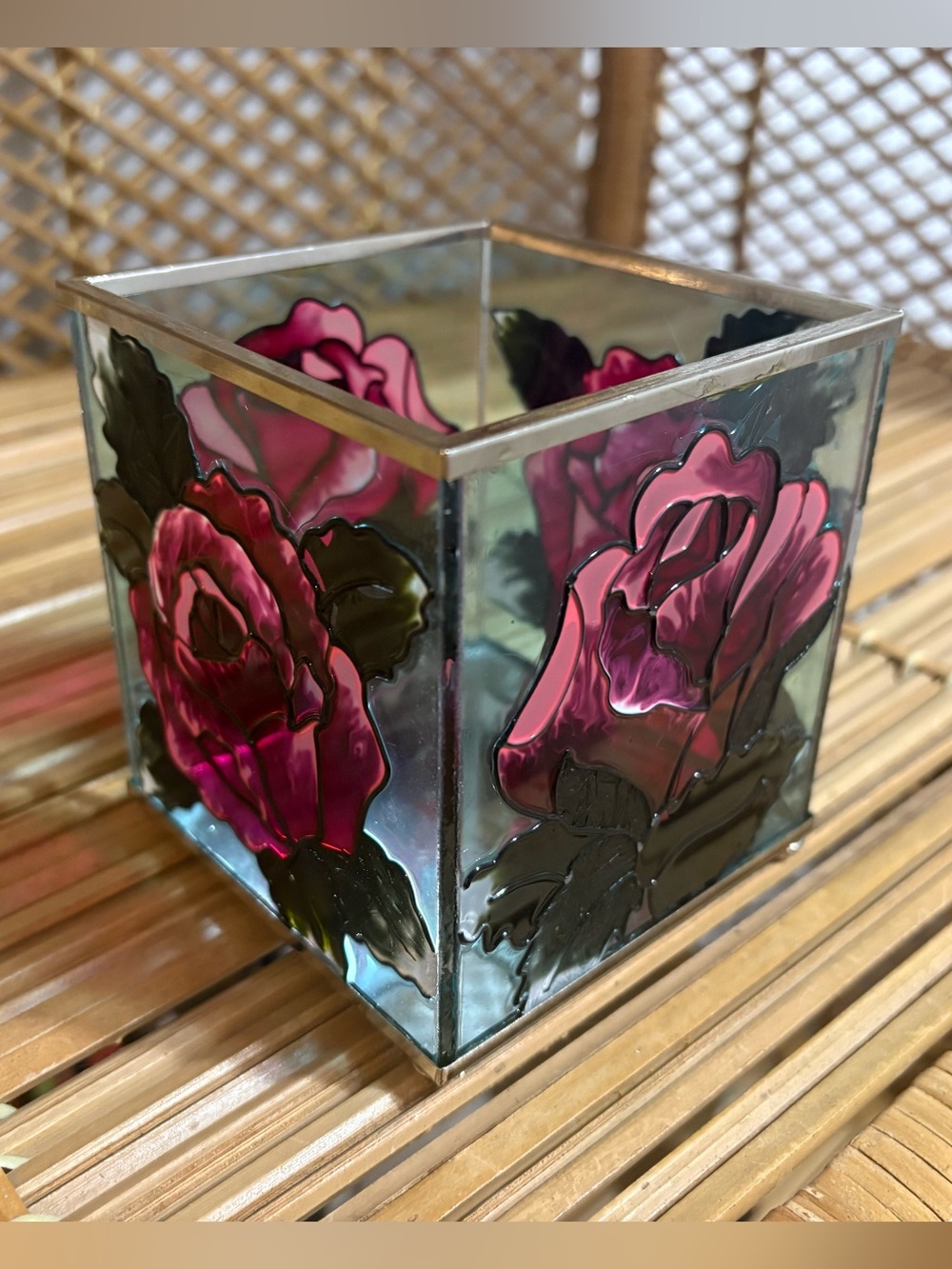 Decorative Rose Glass Candle Holder
